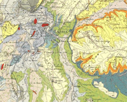 Mapa geológico simplificado de Portugal com a indicação da distribuição