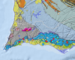 Map of Rocks and Industrial Minerals of the Portuguese South Zone, scale 1:400 000 (2020 Edition)